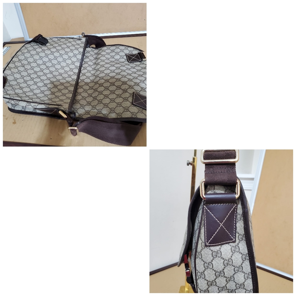 Gucci GG Plus Monogram Double Buckle Flap Messenger Bag - Picture 9 of 11